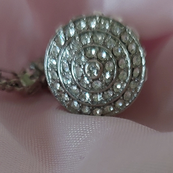 Sutra Prayer Wheel Insp Crystal Rondell Stations 36" Necklace~ Rhodium Plated. - Picture 2 of 7